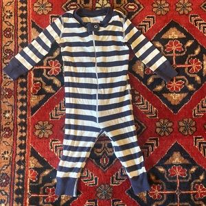 Hannah Anderson navy and white stripped zip up onesie. 70cm